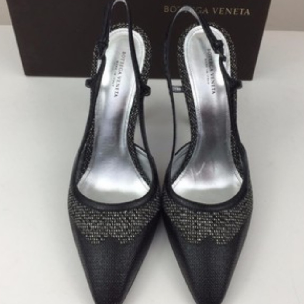 Bottega Veneta Bellagio Slingback Fabric Ayers Snakeskin Pumps Sz 39.5 US 9.5